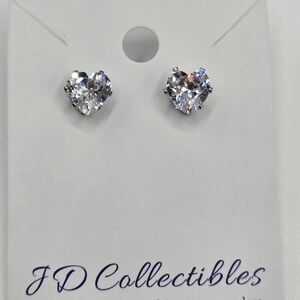 Swarovski Elements Silver Heart Earrings Made w Swarovski Crystals